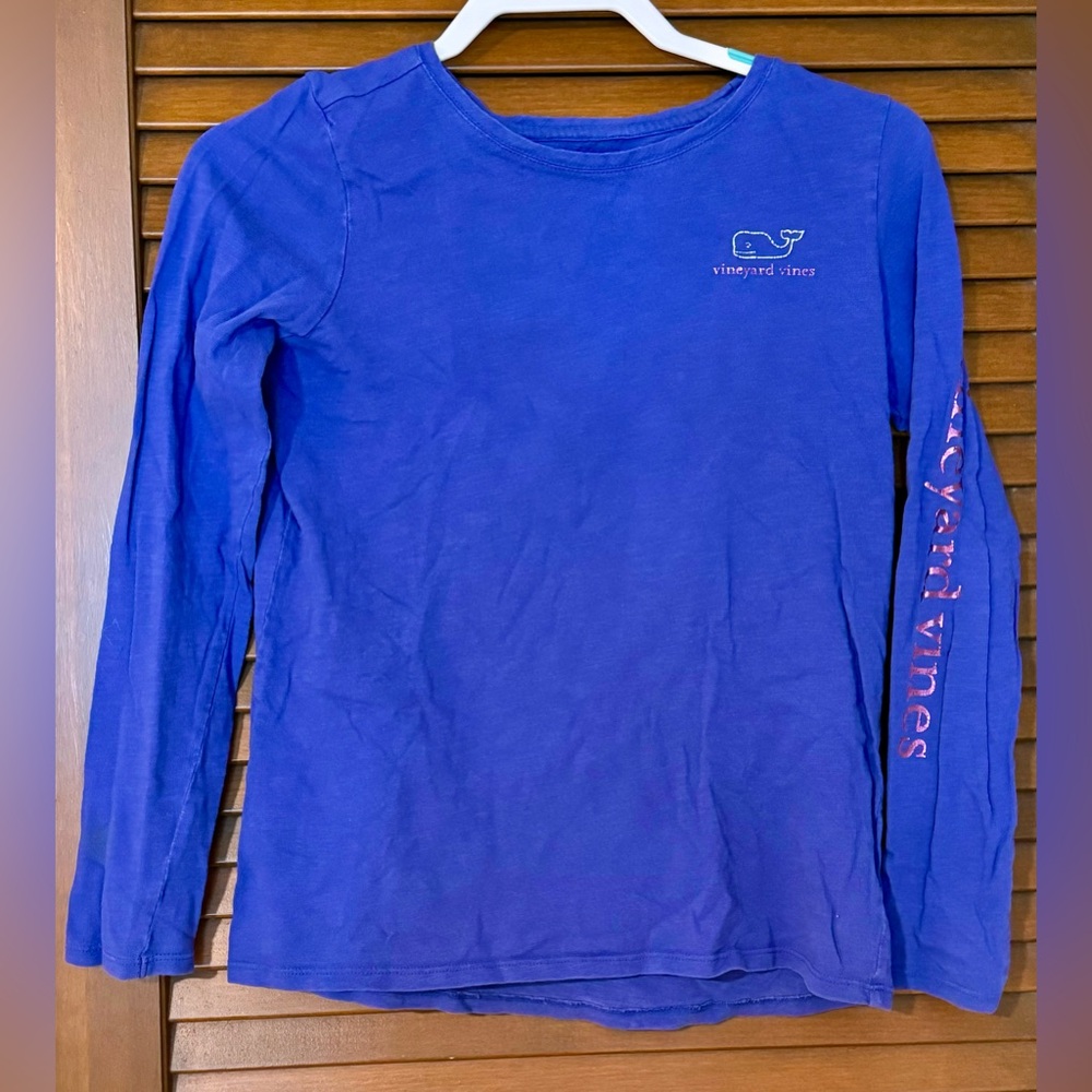 Vineyard Vines Girls Purple And Metallic Long Sleeve Shirt